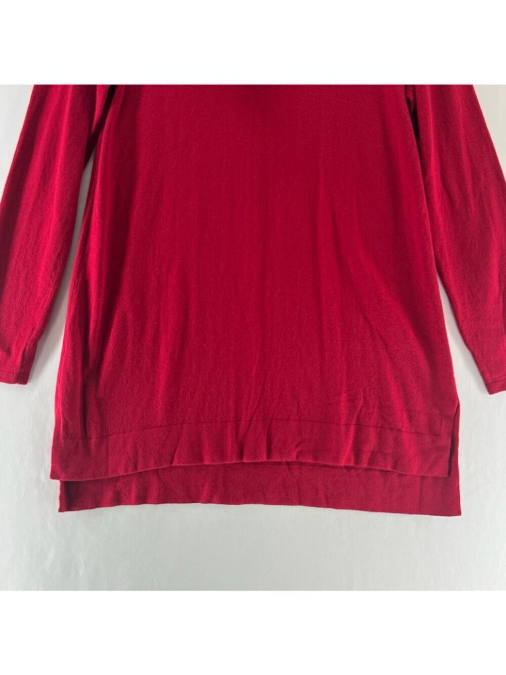 J.Jill Cowl Neck Tunic Sweater Womens XS Knit Long Sleeve Pullover High Low Red - Picture 8 of 13